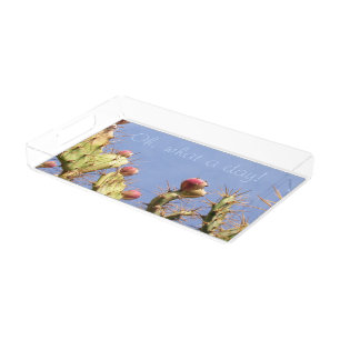 Cactus and Blue Sky Photo any Text Acrylic Tray