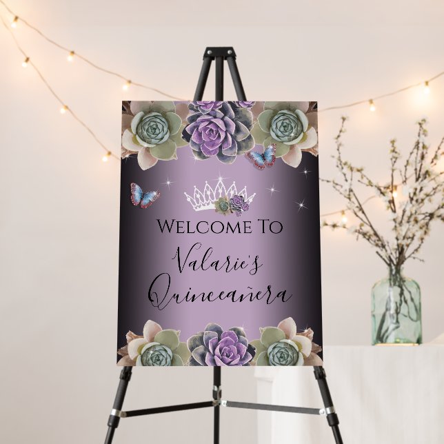 Cactus and Butterfly Elegant Quinceanera Foam Board (In Situ (Stand))