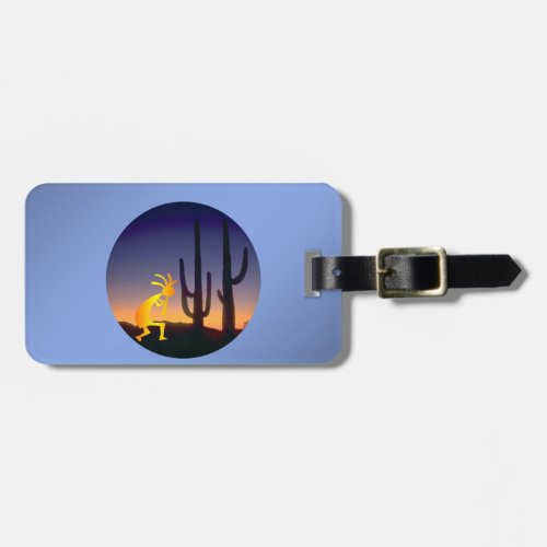 Cactus and Kokopelli Round Luggage Tag