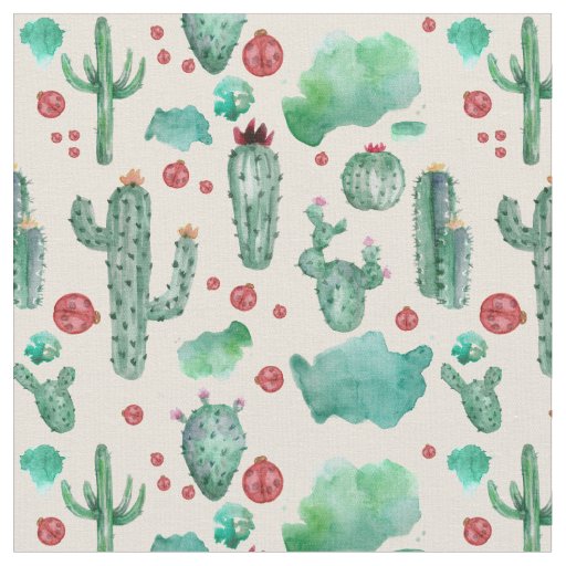 cactus and ladybug pattern - beige background fabric