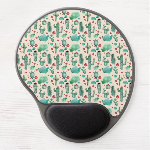 cactus and ladybug pattern _ beige background gel mouse pad