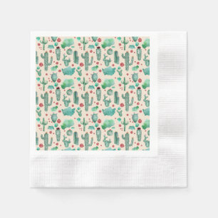 cactus and ladybug pattern - beige background napkins