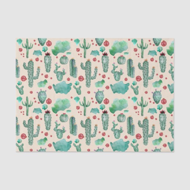 cactus and ladybug pattern - beige background tissue paper (Front)