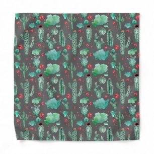cactus and ladybug pattern - black background bandana