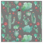 cactus and ladybug pattern - black background  fabric