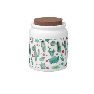 cactus and ladybug pattern - candy jar