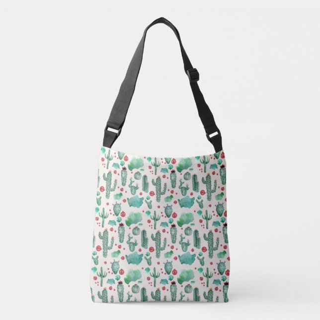 cactus and ladybug pattern - cream background crossbody bag (Front)