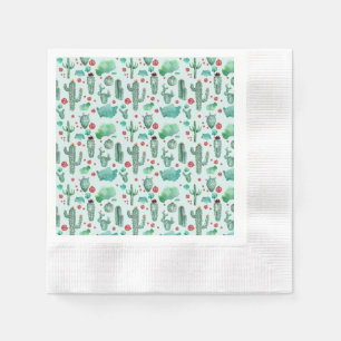 cactus and ladybug pattern - light blue background napkins