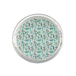 cactus and ladybug pattern - light blue background ring