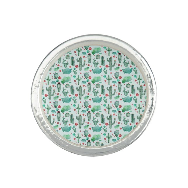 cactus and ladybug pattern - light blue background ring (Front)