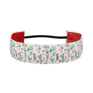 cactus and ladybug pattern - light pink background athletic headband