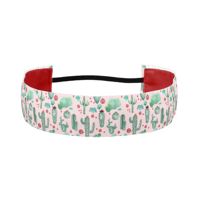 cactus and ladybug pattern - light pink background athletic headband (Front)