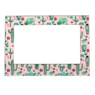 cactus and ladybug pattern - light pink background magnetic frame