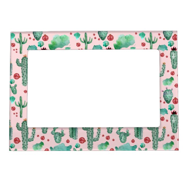 cactus and ladybug pattern - light pink background magnetic frame (Front)