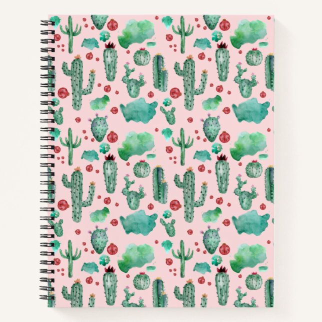 cactus and ladybug pattern - light pink background notebook (Front)