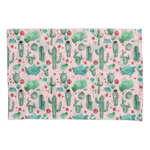 cactus and ladybug pattern _ light pink background pillow case