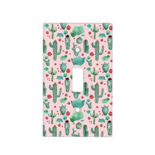 cactus and ladybug pattern - light pink background switch cover
