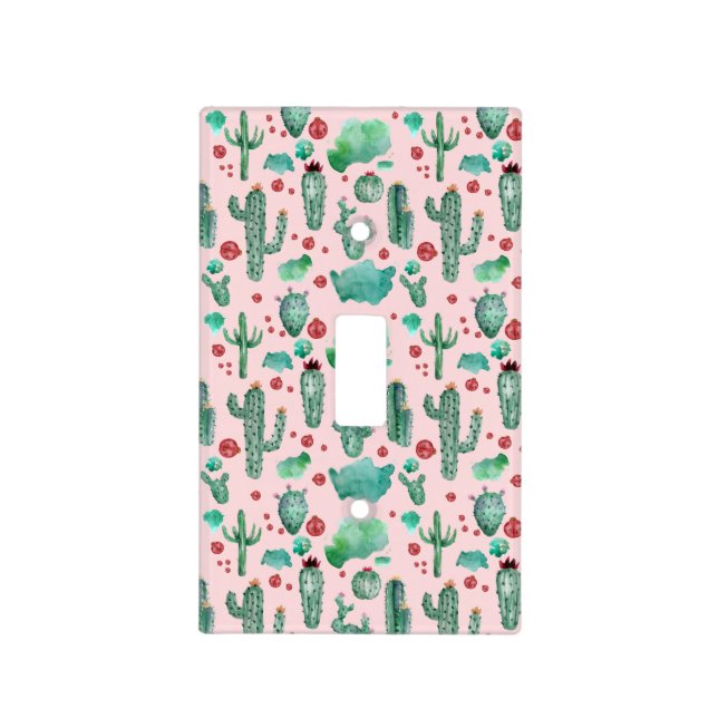 cactus and ladybug pattern - light pink background switch cover (Front)