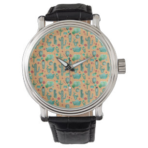 cactus and ladybug pattern - orange background watch