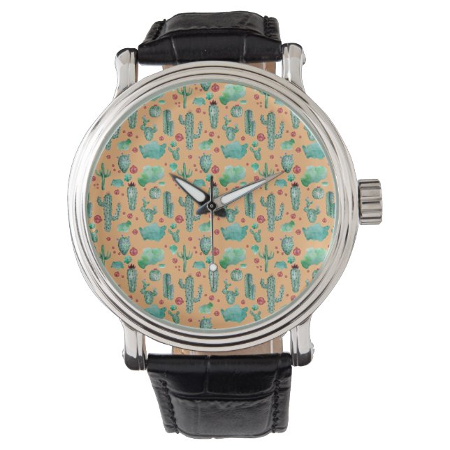cactus and ladybug pattern - orange background watch (Front)
