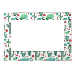 cactus and ladybug pattern -white background magnetic frame