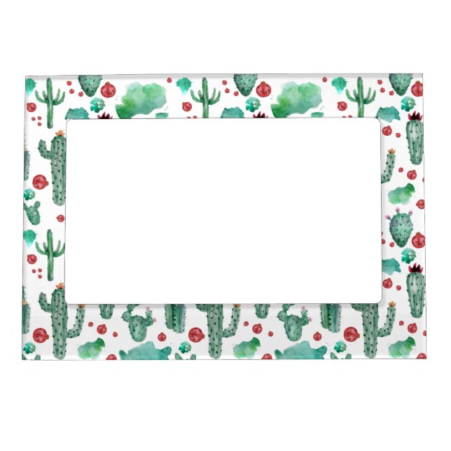 cactus and ladybug pattern -white background magnetic frame (Front)