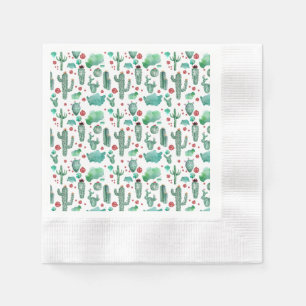 cactus and ladybug pattern -, white background napkins