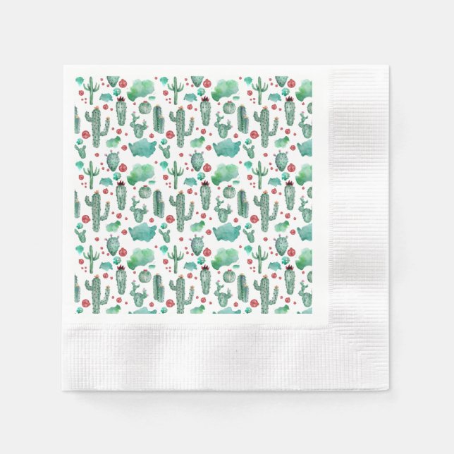 cactus and ladybug pattern -, white background napkins (Front)