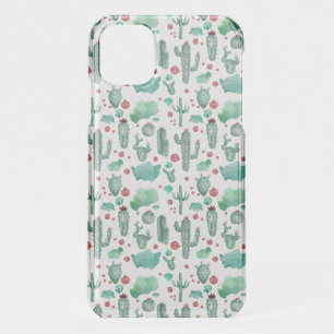 cactus and ladybug pattern -, white background iPhone 11 case