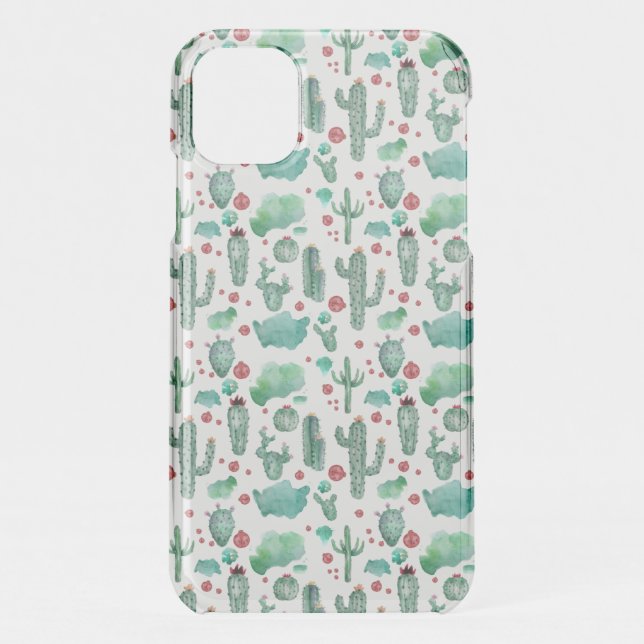 cactus and ladybug pattern -, white background uncommon iPhone case (Back)