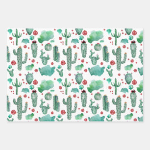 cactus and ladybug pattern -white background wrapping paper sheets