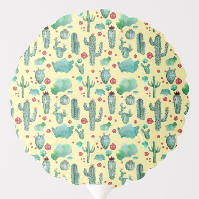 cactus and ladybug pattern - yellow background balloon (Front)