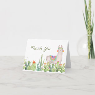 Cactus and Llama Thank You Card