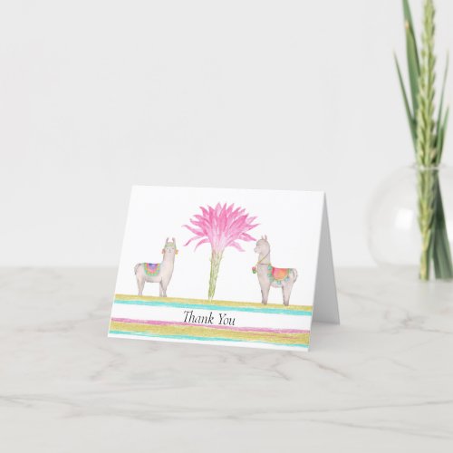 Cactus and Llama Thank You Card