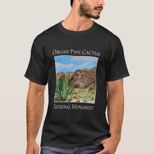 Cactus and mountains as seen in Organ Pipe Cactus  T_Shirt