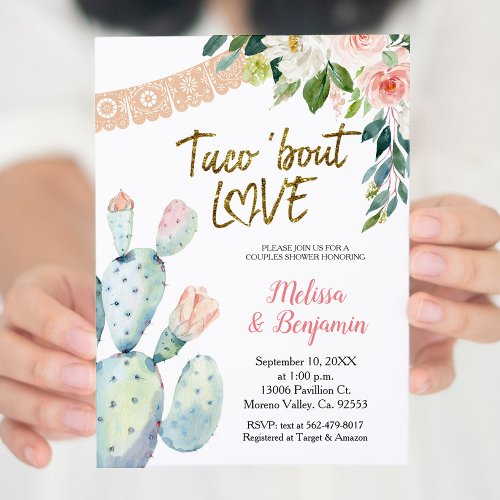  Cactus and Pampas Taco Bout Love Couple Shower  Invitation