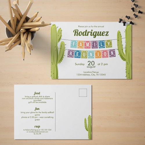 Cactus and Papel Picado Garland Texas Invitation Postcard