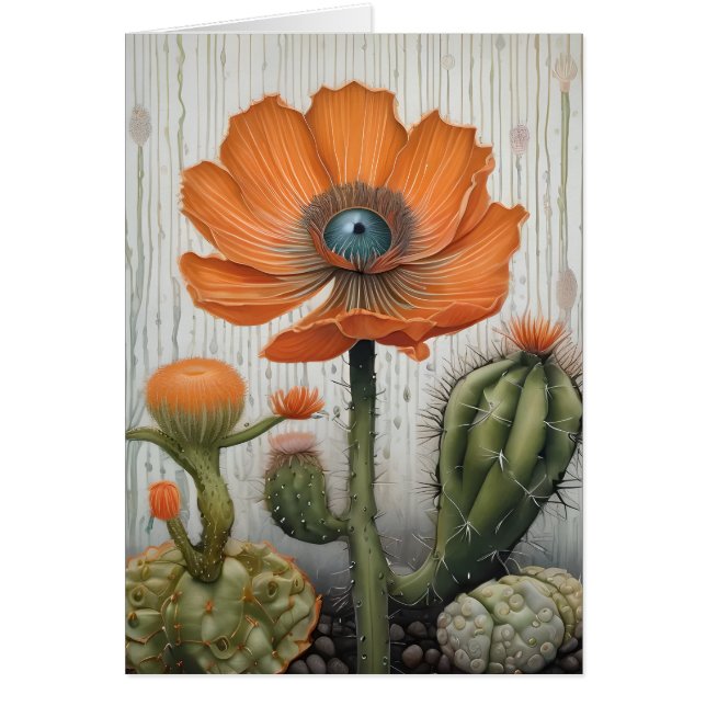 Cactus and Poppy With an Eyeball All Occasions Cards (Front)
