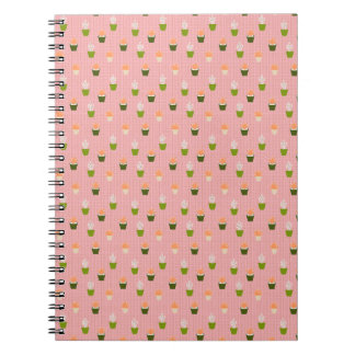Cactus and Pot Plant on Pink Background Notebook
