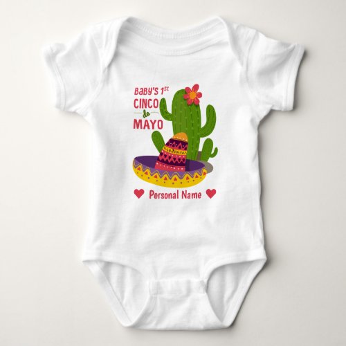 Cactus and Sombrero Babys first Cinco de Mayo Baby Bodysuit