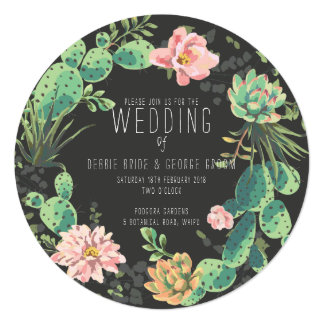 Cactus and Succulent Invitations, Wreath Wedding Invitation