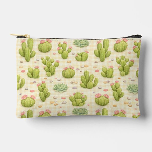 Cactus and Succulent Pattern Accessory Pouch (Front)