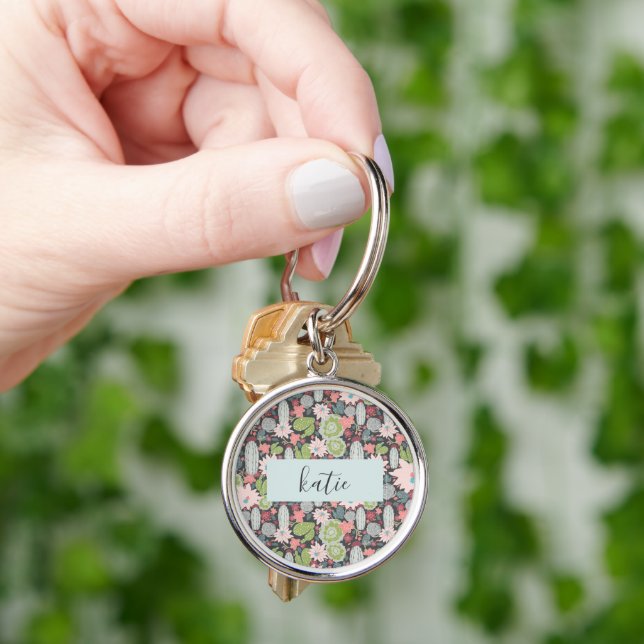 Cactus And Succulent Plants Keychain (Hand)