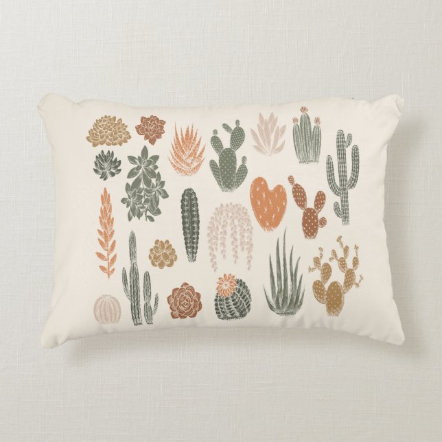 Cactus and succulent seamless pattern accent pillow (Front)