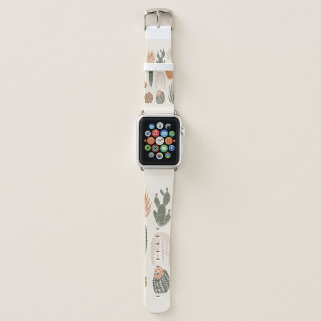 Cactus and succulent seamless pattern apple watch band (Front)