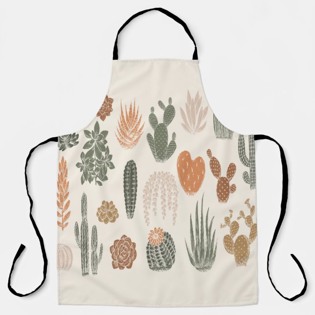 Cactus and succulent seamless pattern apron (Front)