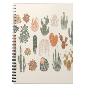Cactus and succulent seamless pattern notebook