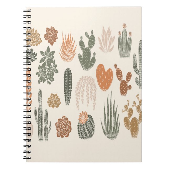 Cactus and succulent seamless pattern notebook (Front)