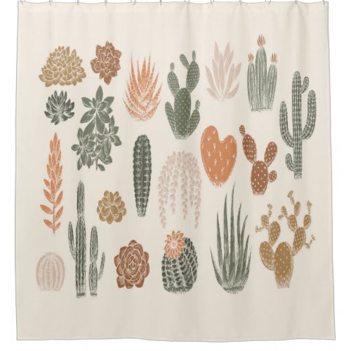 Cactus and succulent seamless pattern shower curtain