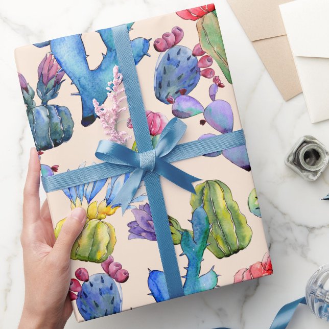 Cactus and Succulents Vibrant Southwest Watercolor Wrapping Paper (Creator Uploaded)